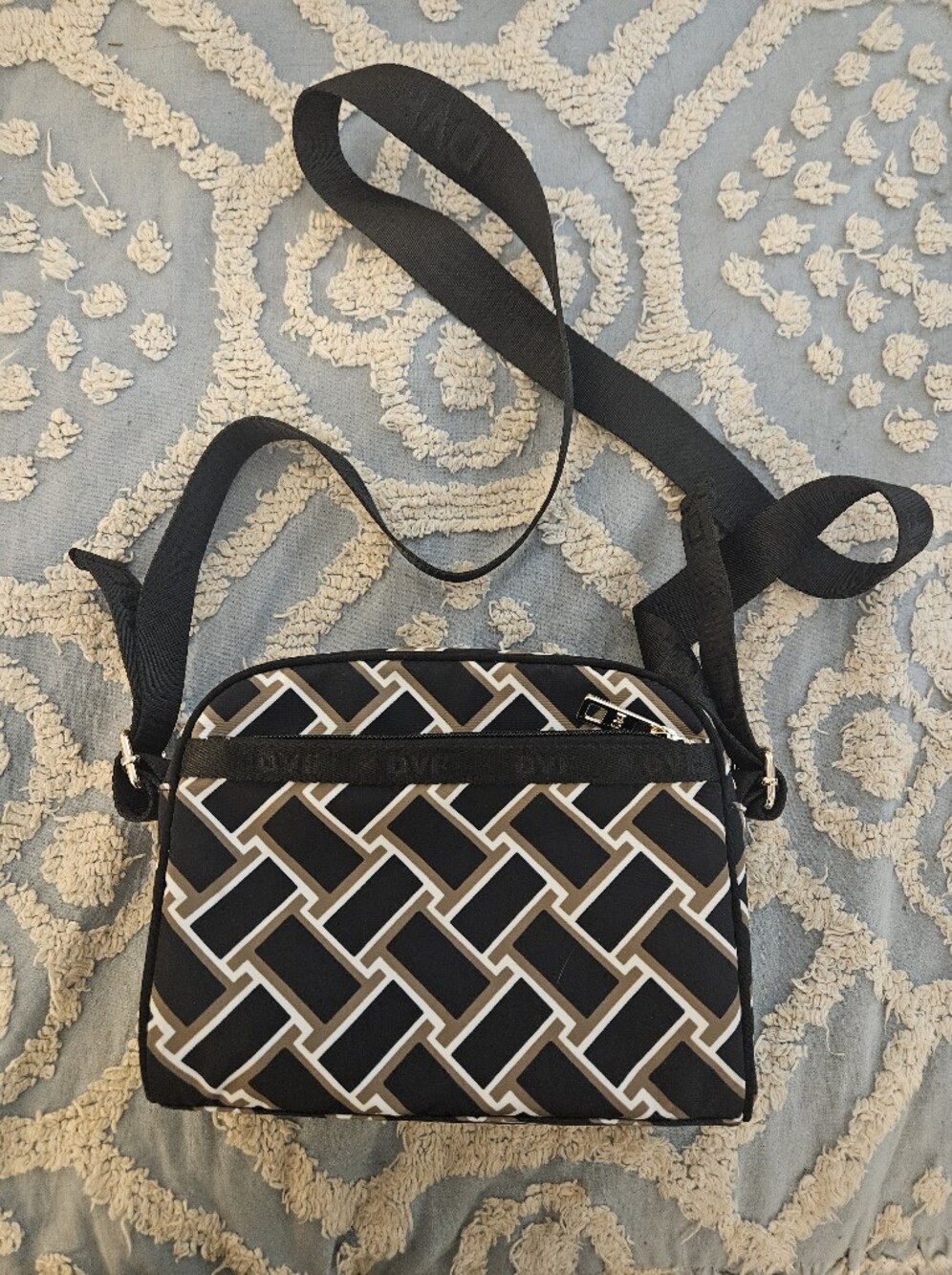 DVF For Target Black and Tan Geometric Crossbody Bag